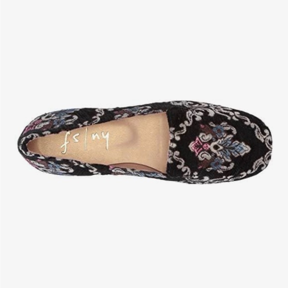 Embroidered Black Floral Loafers - Women's Slip-On Flats - Picture 7 of 10